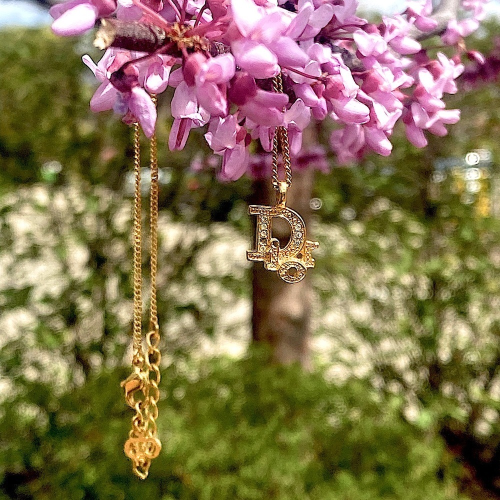 AUTHENTIC Christian Dior vintage gold tone logo necklace - Picture 3 of 15